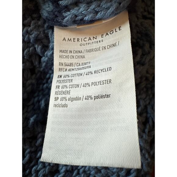 American Eagle Ballet Sweater XL Blue Knit Scallop Hem Real Soft - Picture 10 of 10